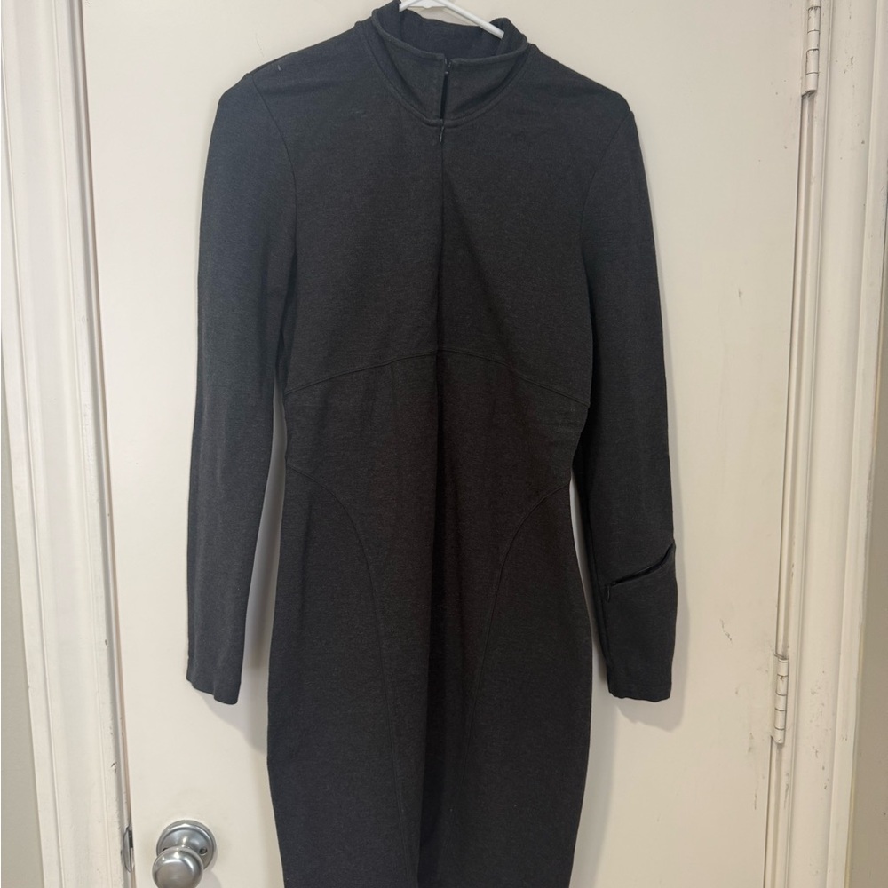 ATHLETA Gray Zip Up Long Sleeve Dress Size